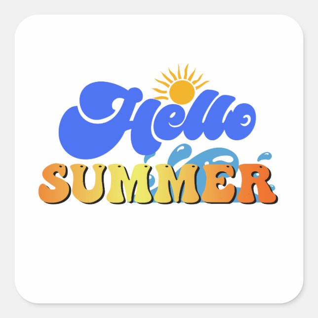 Hello Summer Square Sticker (Front)