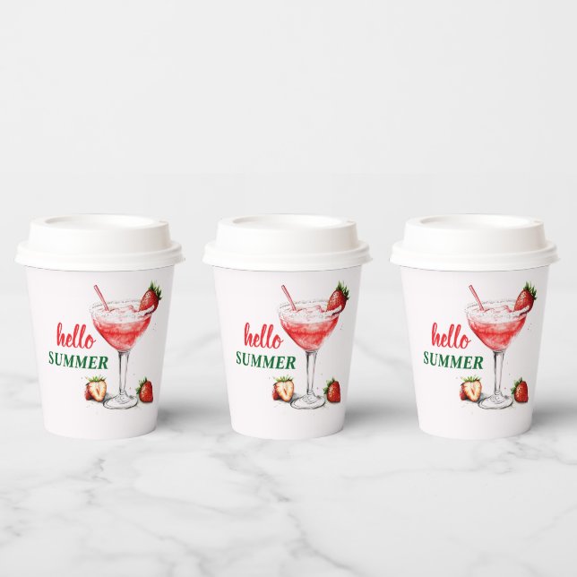 Hello Summer | Strawberry Cocktail Paper Cups (Multi)