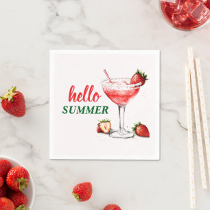 Hello Summer   Strawberry Cocktail Paper Napkins