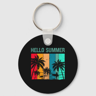 Hello Summer - Sun Sea and Sand - Summer Surfing Key Ring