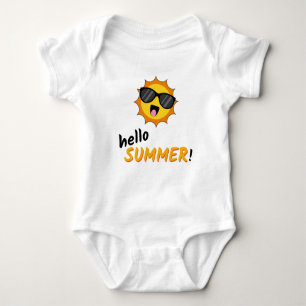 Hello Summer Sun with Sunglasses Baby Bodysuit