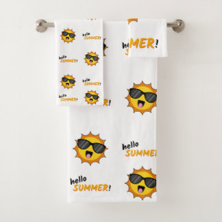 Hello Summer Sun with Sunglasses Bath Towel Set