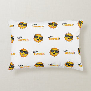 Hello Summer Sun with Sunglasses Decorative Cushion