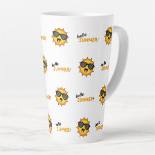 Hello Summer Sun with Sunglasses Latte Mug