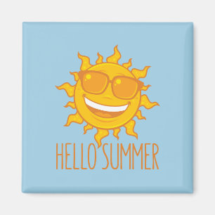 Hello Summer Sun With Sunglasses Magnet