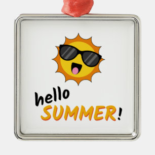 Hello Summer Sun with Sunglasses Metal Tree Decoration