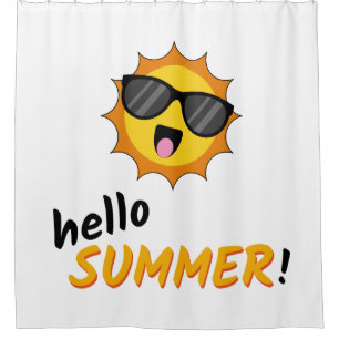 Hello Summer Sun with Sunglasses Shower Curtain