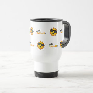 Hello Summer Sun with Sunglasses Travel Mug