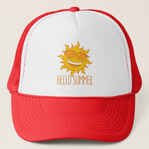 Hello Summer Sun With Sunglasses Trucker Hat