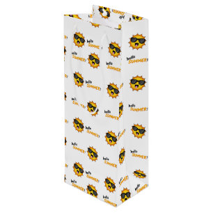 Hello Summer Sun with Sunglasses Wine Gift Bag