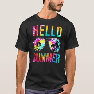Hello Summer Sunglasses Tie Dye  Beach Vacation Su T-Shirt