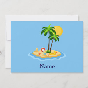 Hello Summer Sunshine Retro Circle Vintage Beach Invitation