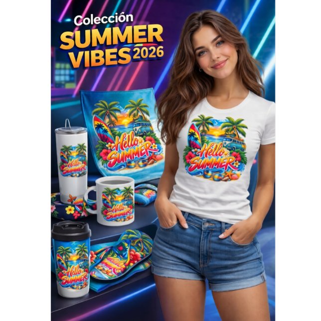 Hello Summer T-Shirt (Un verano lleno de color, olas y buena vibra: la esencia tropical que invita a disfrutar cada moment)