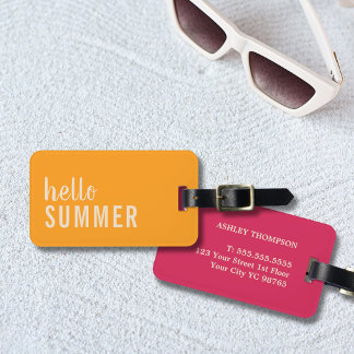 Hello Summer Tangerine & Berry Red Travel Luggage Tag