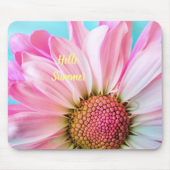 Hello Summer text with Flower Mouse Pad (Front)