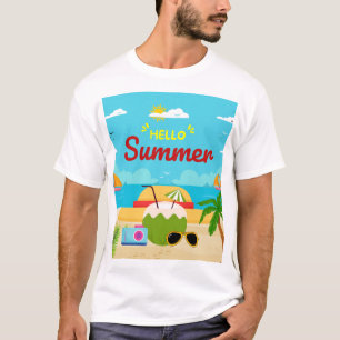 Hello Summer Tropical Beach T-Shirt Sunny Ocean