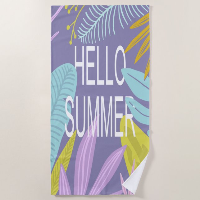 Hello Summer | Tropical Beach Towel (Front)