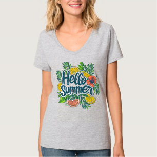 Hello Summer Tropical Citrus Graphic T-Shirt
