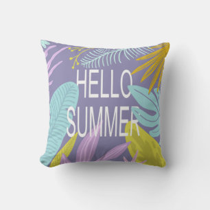 Hello Summer Tropical Monogram Throw Pillow