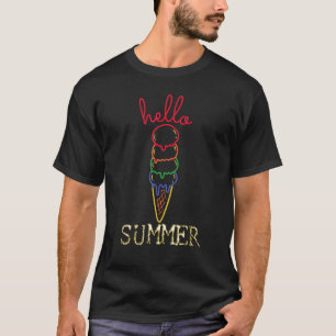 Hello Summer Vacation Ice Cream Cone Family & Frie T-Shirt