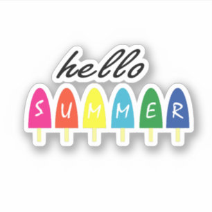Hello Summer Vacation Ice Cream Popsicle Ice Lolly