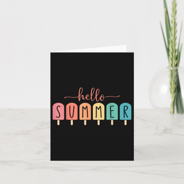 Hello Summer Vacation Ice Cream Popsicle Ice Lolly Card (Front)