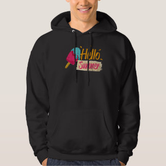 Hello Summer Vacation Ice Cream Popsicle Ice Lolly Hoodie