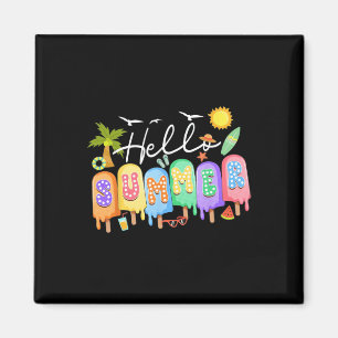 Hello Summer Vacation Ice Cream Popsicle Ice Lolly Magnet