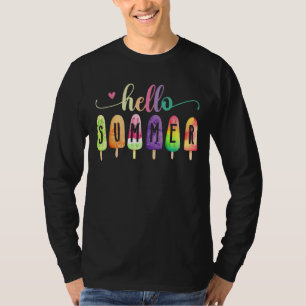 Hello Summer Vacation Ice Cream Popsicle Ice Lolly T-Shirt