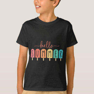 Hello Summer Vacation Ice Cream Popsicle Ice Lolly T-Shirt
