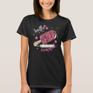 Hello Summer Vacation Ice Cream Popsicle Ice Lolly T-Shirt