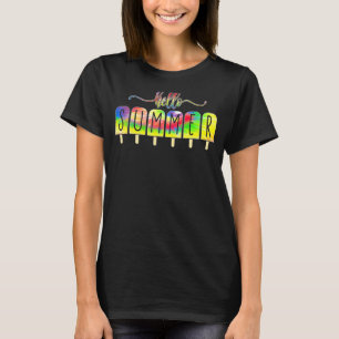 Hello Summer Vacation Ice Cream Popsicle Ice Lolly T-Shirt