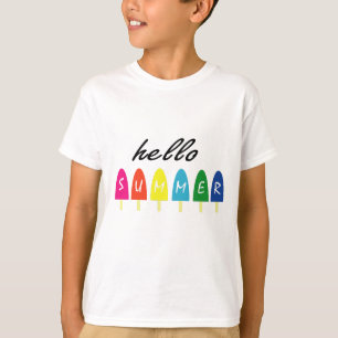 Hello Summer Vacation Ice Cream Popsicle Ice Lolly T-Shirt