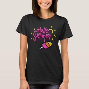 Hello Summer Vacation Ice Cream Popsicle Ice Lolly T-Shirt