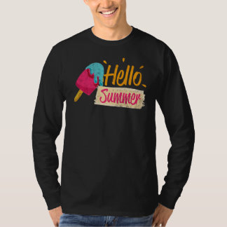 Hello Summer Vacation Ice Cream Popsicle Ice Lolly T-Shirt