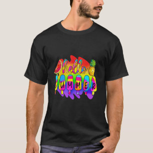 Hello Summer Vacation Ice Cream Popsicle Ice Lolly T-Shirt