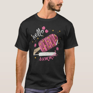Hello Summer Vacation Ice Cream Popsicle Ice Lolly T-Shirt