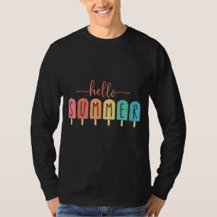 Hello Summer Vacation Ice Cream Popsicle Ice Lolly T-Shirt