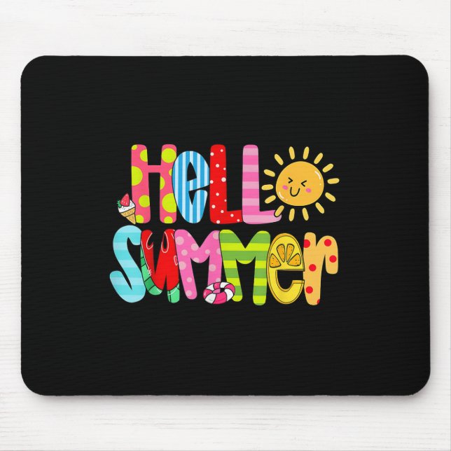 Hello Summer Vacation Ice Cream Popsicle Watermelo Mouse Pad (Front)