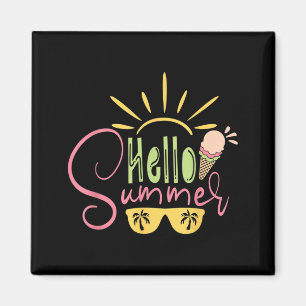 Hello Summer Vacation Ice Cream Sungles Sunshine Magnet