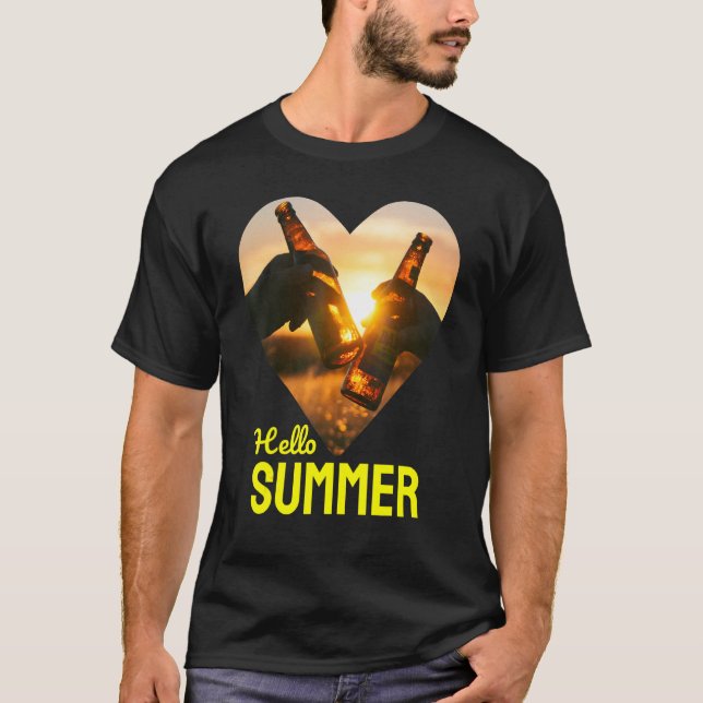 Hello Summer Vacation Sun Beer Sunshine T-Shirt (Front)