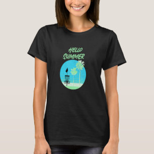 Hello Summer Vacation Sunset Vintage Disc Golf T-Shirt