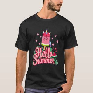 Hello Summer Vacation Unicorn Ice Cream Popsicle I T-Shirt