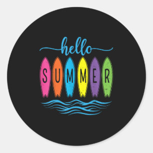 Hello Summer Vacation Vibes Shirt - Summer Beach S Classic Round Sticker