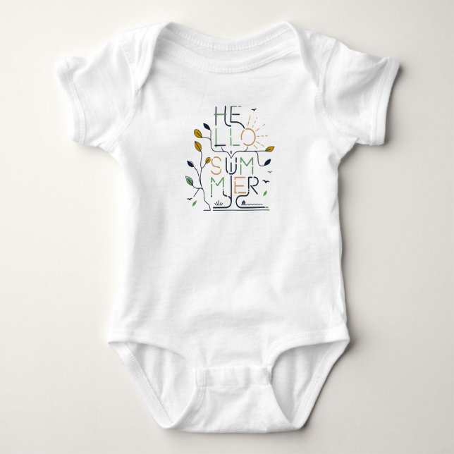 HELLO SUMMER VIBES – Minimal Monoline Baby Bodysuit (Front)