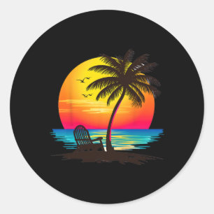 Hello Summer Vibes Vacation Mens Womens Beach Crui Classic Round Sticker