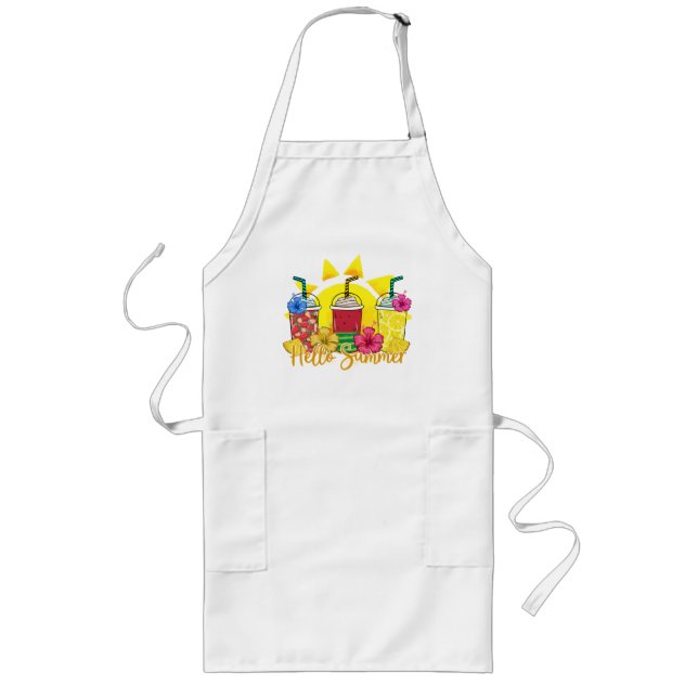 Hello Summer Vibrant Tropical Fruit Smoothie Long Apron (Front)