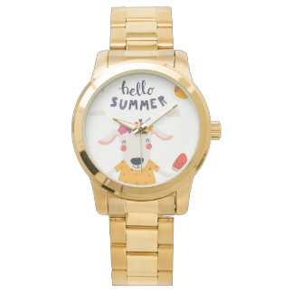 Hello summer watch - large gold bracelet