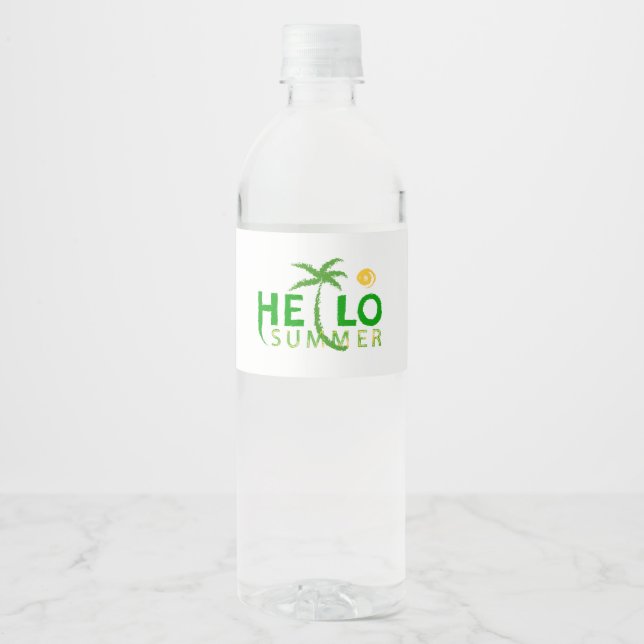 Hello Summer Water Bottle Label (Front)