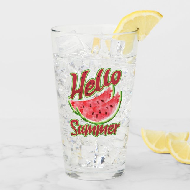 Hello Summer | Watercolor Watermelon Design Glass (Back Ice)
